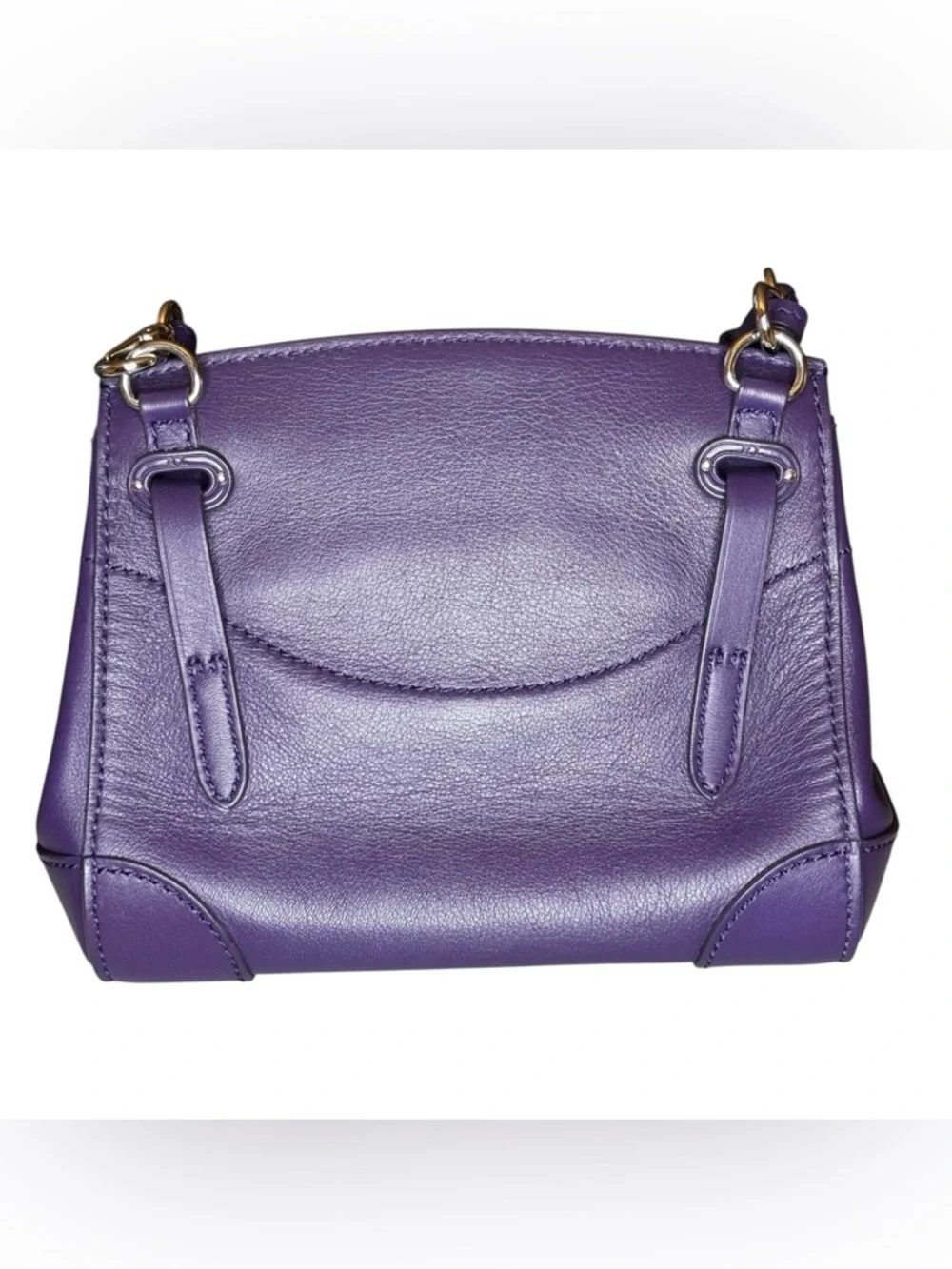 Ralph Lauren Mini Ricky Satchel | Purple Leather | Silver Hardware